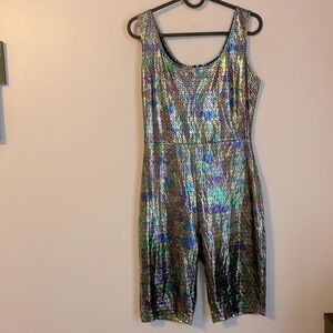 Banjul Iridescent Holographic Geometric Design Romper Size S